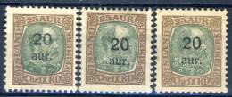 #C1185. Iceland 1921. Michel 106 X3. Without Gum !! - Unused Stamps