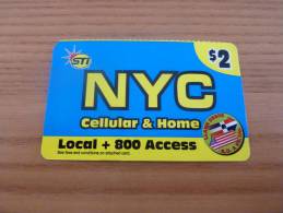 Télécarte Prépayée 2$ STI - NYC - New York Etats-Unis USA - Sonstige & Ohne Zuordnung