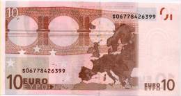 NOTE BANCONOTA BILLET DA 10 EURO TRICHET  S ITALIA J007.. FDS UNC - 10 Euro