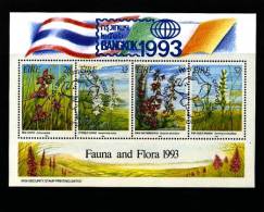 IRELAND/EIRE - 1993  FAUNA AND FLORA   MS OVERPRINTED BANGKOK  FINE USED - Hojas Y Bloques