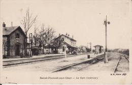 CP ST FLORENT SUR CHER N°7 LA GARE INTERIEUR  - ECRITE EN 1907 - Saint-Florent-sur-Cher