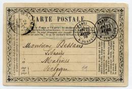 CARTE POSTALE PRECURSEUR PRIVÉE, HACHETTE N° PRI H2c, DU 23/4/1878 POUR MALINES - LUXE - Cartes Précurseurs