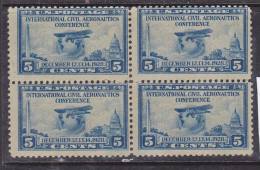 ETATS UNIS N° 280 5C BLEU AVION DE LINDBERGH BLOC DE 4 NEUF SANS CHARNIERE - Nuovi