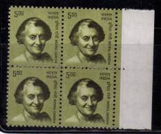 India MNH 2008, Builders Of Modern India  Series, Indira Gandhi - Blokken & Velletjes