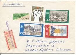 Germany DDR Registered Cover Sent To Denmark MAP Onthe 2 Stamps On The Backside Of The Cover - Cartas & Documentos