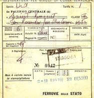 PALERMO /  SAN VINCENT -  Ticket _ Biglietto FF.SS.  - 1961 - Europe