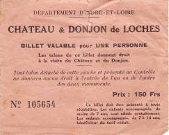 CHATEAUX DE TOURAINE  -   Ticket _ Biglietto - Other & Unclassified