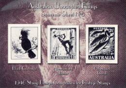 Australia Unadopted Essays Souvenir Sheet No 5 - 1946 Stamp Design Competition B MNH (Cinderella) - Cinderelas