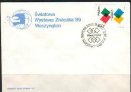 POLAND FDC 1989 INTERNATION WORLD PHILATELIC EXHIBITION STAMP EXPO WASHINGTON USA PERFORATED - FDC