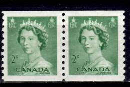 Canada 1953 2 Cent Queen Elizabeth II Karsh Issue #331 MNH Pair - Rollen