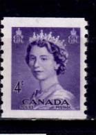 Canada 1953 4 Cent Queen Elizabeth II Karsh Coil Issue #333  MNH - Coil Stamps