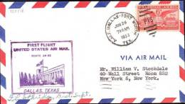 UNITED STATES AIR MAIL (AM82) FIRST FLIGHT DALLAS.TEXAS-MEMPHIS,TENN ,SIGNED DISTRICT SUPERVISOR 1953-1 - 2c. 1941-1960 Brieven