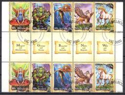 Australia 2011 Mythical Creatures Gutter Block Of 10 CTO - Gebraucht