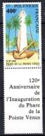 POLYNESIE -  1988: 120e Anniv. édification Phare De La Pointe Vénus  (N°302**) Avec Vignette Accolée - Neufs
