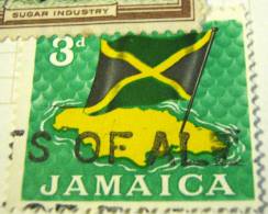 Jamaica 1964 Flag Over Map Of Island 3d - Used - Jamaica (1962-...)