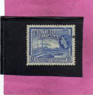 BRITISH GUIANA 1954 QUEEN ELIZABETH PICTORIAL SUGAR CANE FACTORING INDUSTRIA CANNA ZUCCHERO CENT. 8c USED USATO OBLITER - Guyana Britannica (...-1966)
