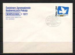 POLAND FDC 1977 INTERNATIONAL CONGRESS OF CREATORS OF WORLD PEACE MOVEMENT Dove Of Peace Birds Organisations - FDC