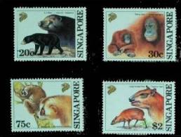 1993 Singapore Wild Mammal Animal Stamps Bear Deer Loris Monkey Orangutan - Bears