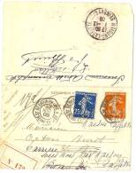 REF LACHSEM - CL SEMEUSE CAMEE 10c ST.GERMAIN EN LAYE/LE PECQ 30/11/1909 RETOURNEE - Cartoline-lettere
