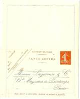 REF LACHSEM - CL SEMEUSE CAMEE 10c  DATE 216 REP. "LAGUIONIE" - Cartes-lettres