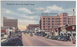 SAN ANGELO TX~c1940s~CHADBOURNE STREET VIEW~vintage TEXAS Postcard~CARS & STORES  [c4064] - Autres & Non Classés