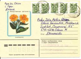 USSR Cover With Flower Cachet Sent To Denmark 3-6-1987 - Cartas & Documentos