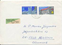 Germany DDR Cover Sent To Denmark 1976 With Complete Set Leipziger Herbstmesse Stamps - Cartas & Documentos