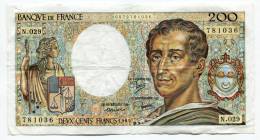 P France 200 Francs "" MONTESQUIEU "" 1985 # 10 - 200 F 1981-1994 ''Montesquieu''