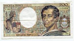 P France 200 Francs "" MONTESQUIEU "" 1990 # 5 - 200 F 1981-1994 ''Montesquieu''