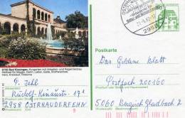 Germany(West)-Postal Stationery Illustrated- "Bad Kissingen, Kurgarten Mit Arkaden- Und Regentenbau Heilbad" (posted) - Bildpostkarten - Gebraucht