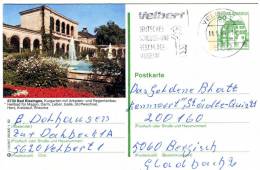 Germany(West)-Postal Stationery Illustrated- "Bad Kissingen, Kurgarten Mit Arkaden- Und Regentenbau Heilbad" (posted) - Bildpostkarten - Gebraucht
