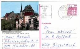 Germany(West)-Postal Stationery Illustrated- "Wasserburg A Inn, Oberbayern -Beliebter Urlaubs" (posted) - Postales Ilustrados - Usados