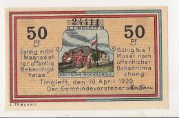 DANEMARK / TINGLEFF / 50 PFENNIG 1920 - Denmark