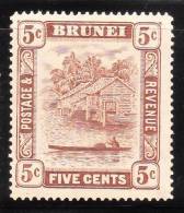 Brunei 1933 Scene On Brunei River 5c Mint - Brunei (...-1984)