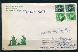 India 1957 Cover -Wrapper  Bengal - USA Strip Of 2 Map Of India Religous - Storia Postale