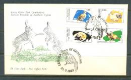 1989 NORTH CYPRUS GAME ANIMALS FDC - Lettres & Documents