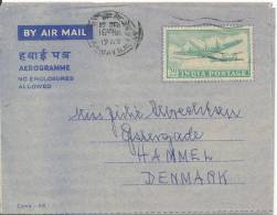 India Aerogramme Sent To Denmark 12-12-1962 - Aerogrammi