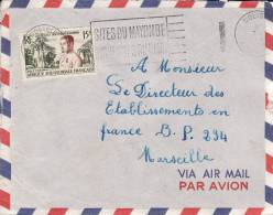 DOLISIE - CONGO - 1957 - AFRIQUE - COLONIE FRANCAISE - LIEUTENANT GOUVERNEUR CUREAU - FLAMME - LETTRE PAR AVION - Brieven En Documenten