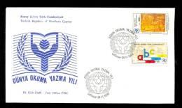 1990 NORTH CYPRUS WORLD LITERACY YEAR FDC - Brieven En Documenten