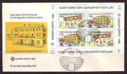 1990 NORTH CYPRUS EUROPA CEPT SOUVENIR SHEET FDC - Lettres & Documents