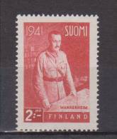 (SA0268) FINLAND, 1941 (Marshal C. G. E. Mannerheim, 2 M., Dark Red). Mi # 250Y. MNH** Stamp - Unused Stamps