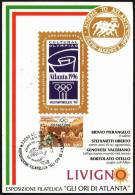 OLYMPIC GAMES / ATHLETICS - ITALIA LIVIGNO (SO) 1996 - ESPOSIZIONE FILATELICA: GLI ORI DI ATLANTA - CARTOLINA UFFICIALE - Zomer 1996: Atlanta