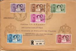 LUXEMBOURG-ENVELOPPE RECOMMANDEE-TIMBRES MARIAGE PRINCESSE JOSEPHINE-CHARLOTTE-GRAND DUC JEAN-1953 - FDC