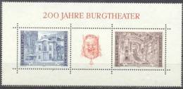 1976 Burgtheater ANK Block 5 / Mi Block 3 / Sc 1030 / YT BF 8 Postfrisch/neuf/MNH - Blocks & Kleinbögen
