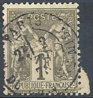 1876-81 FRANCIA USATO SAGE 1 F I TIPO - FR466-5 - 1876-1878 Sage (Type I)