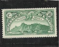 SAN MARINO 1931 POSTA AEREA AIR MAIL VEDUTA VIEW CENT. 50 MNH - Luftpost