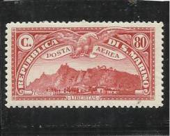 SAN MARINO 1931 POSTA AEREA AIR MAIL VEDUTA VIEW CENT. 80 MNH - Luftpost