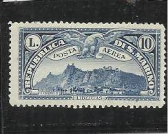 SAN MARINO 1931 POSTA AEREA AIR MAIL VEDUTA VIEW  LIRE 10 MNH - Airmail