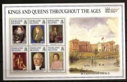 Falkland Islands 2000 N° BF 21A ** Londres, Rois, Reines, Elisabeth II, Edouard, Chien, Canards, Cygnes, Buckingham - Palau