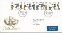 1982 Charles Darwin Set Of 4 FDI 10 Feb 1982 Edinburgh Typed Address To NZ Official Post Cover - 1981-1990 Dezimalausgaben